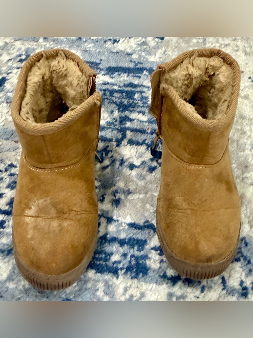 Cat & Jack Tan Faux-Suede Kids Booties with Plush Lining